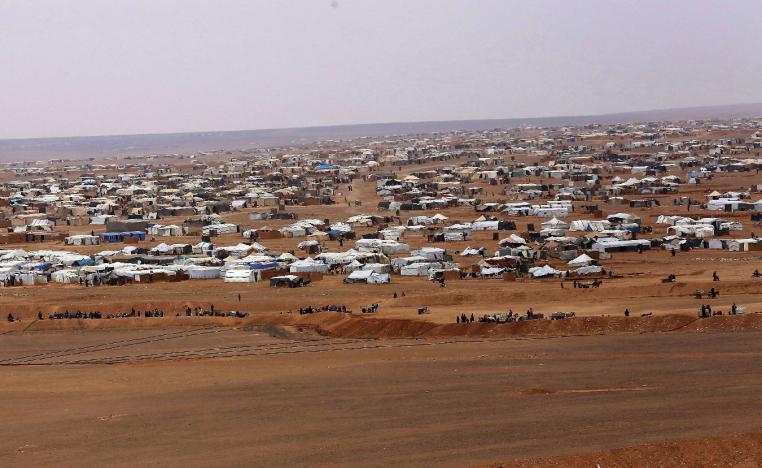 Aerial view of the informal Rukban camp, between the Jordan and Syria borders