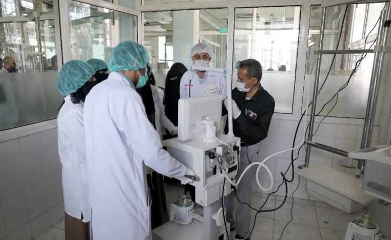 Nurses receive training on using ventilators at a hospital in Sanaa, Yemen