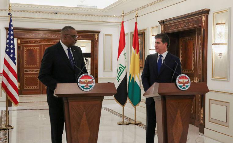 الرئيس الكردي نيجرفان بارزاني يستقبل وزير الدفاع ألأميركي لويد أوستن