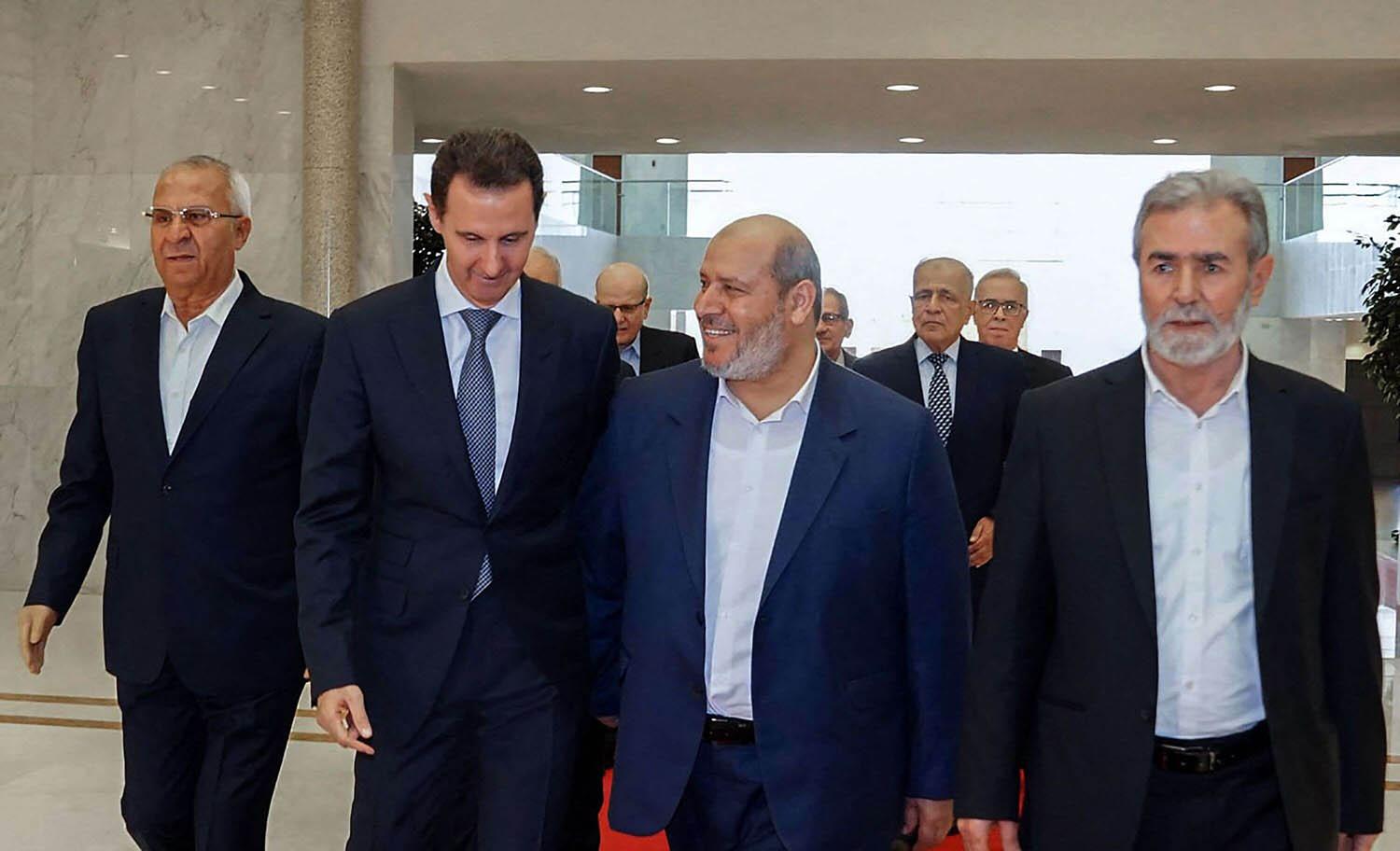 الرئيس السوري بشار الأسد يلتقي بقادة حماس في دمشق