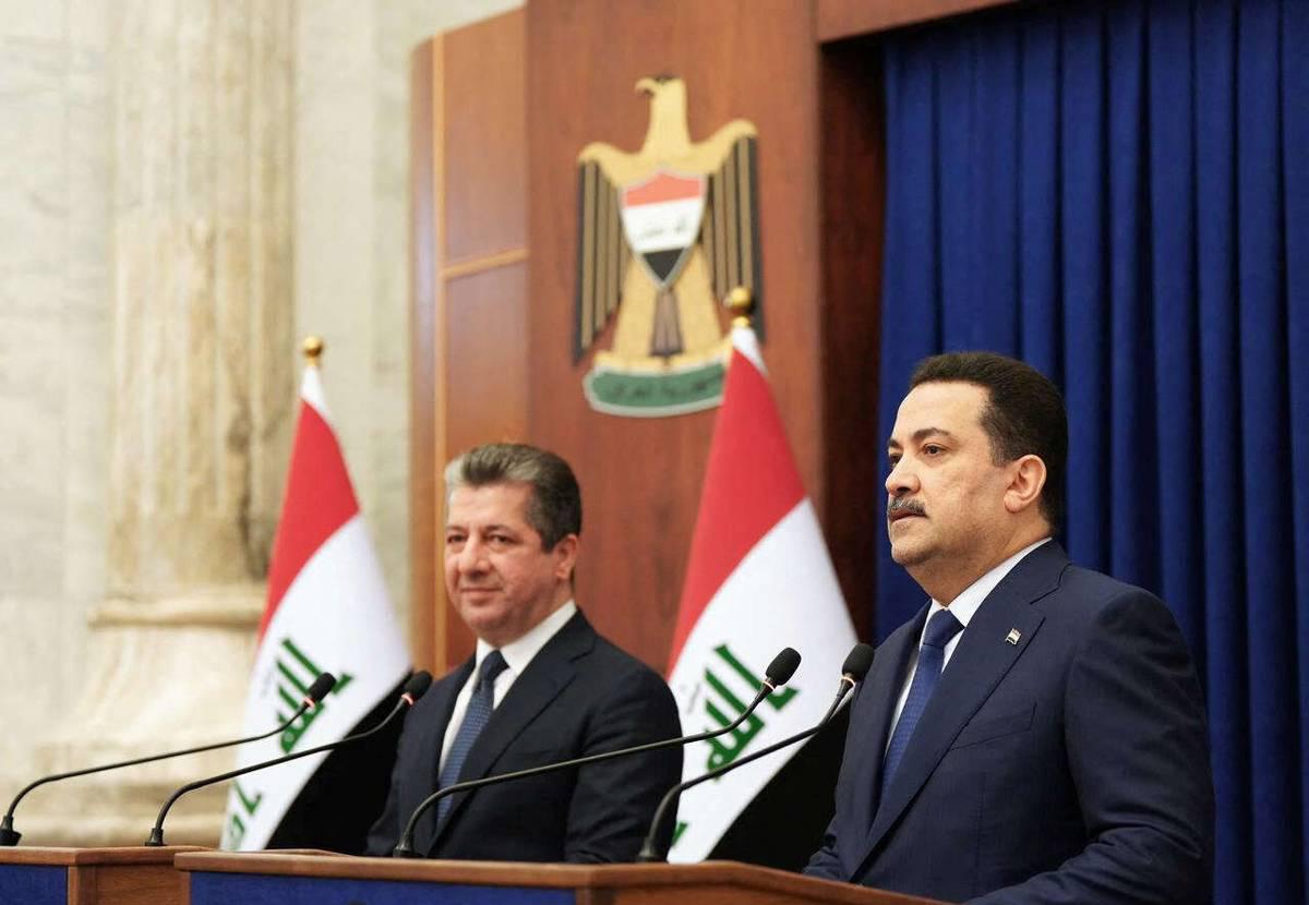 رئيس الوزراء العراقي محمد شياع السوداني مع رئيس حكومة كردستان مسرور بارزاني