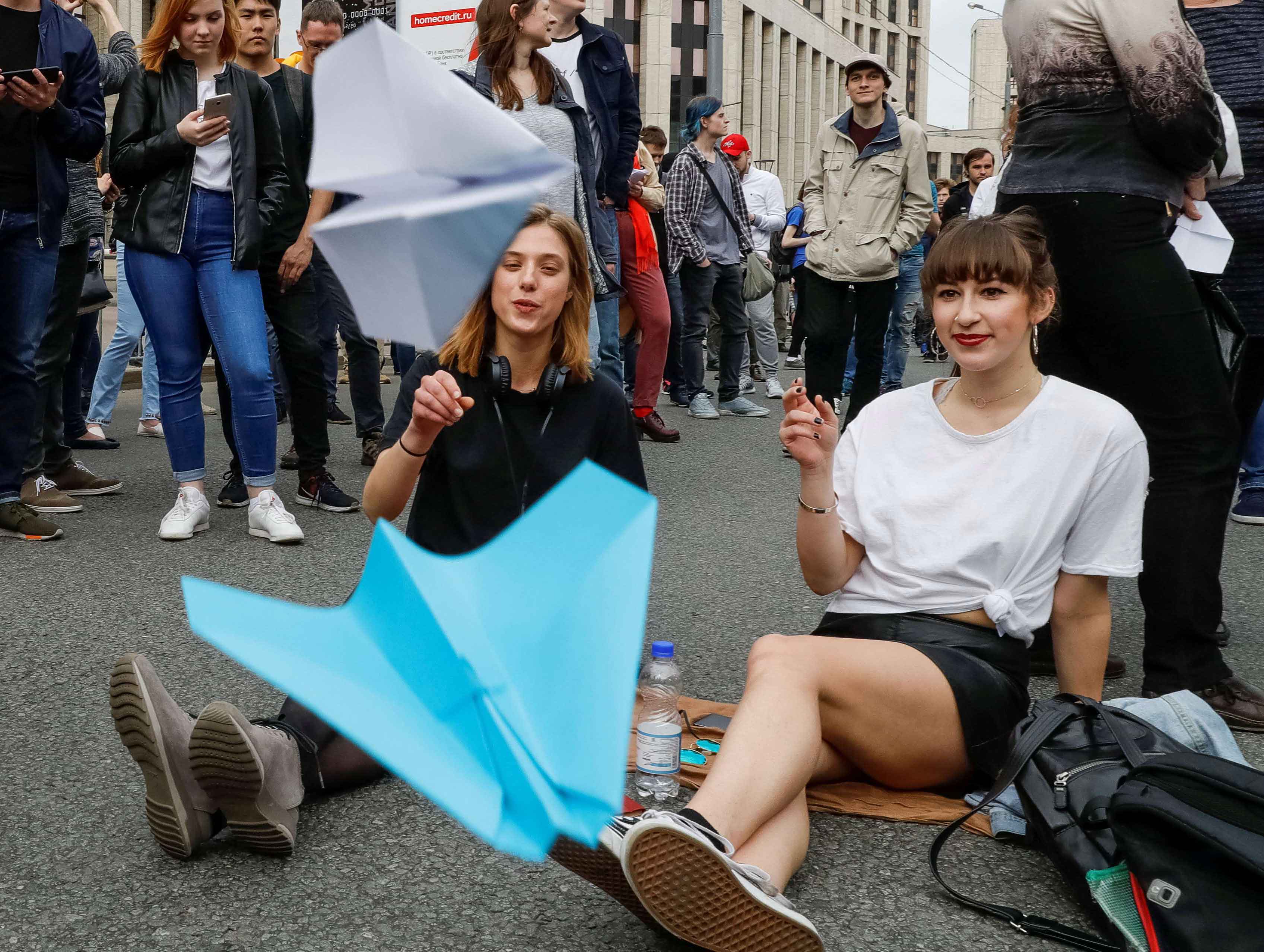 متظاهرون روس ض حجب تلغرام