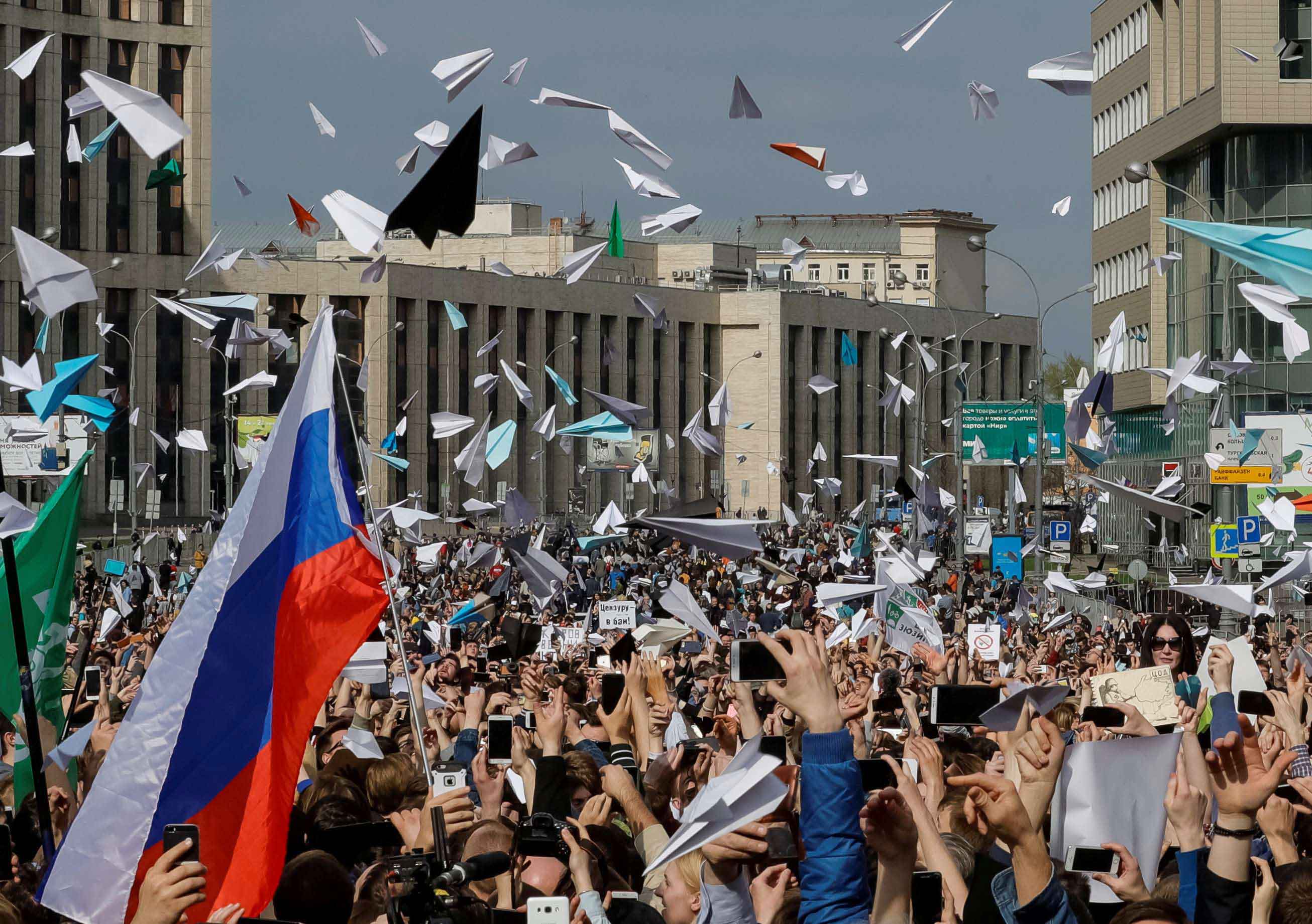 متظاهرون روس ضد حجب تلغرام