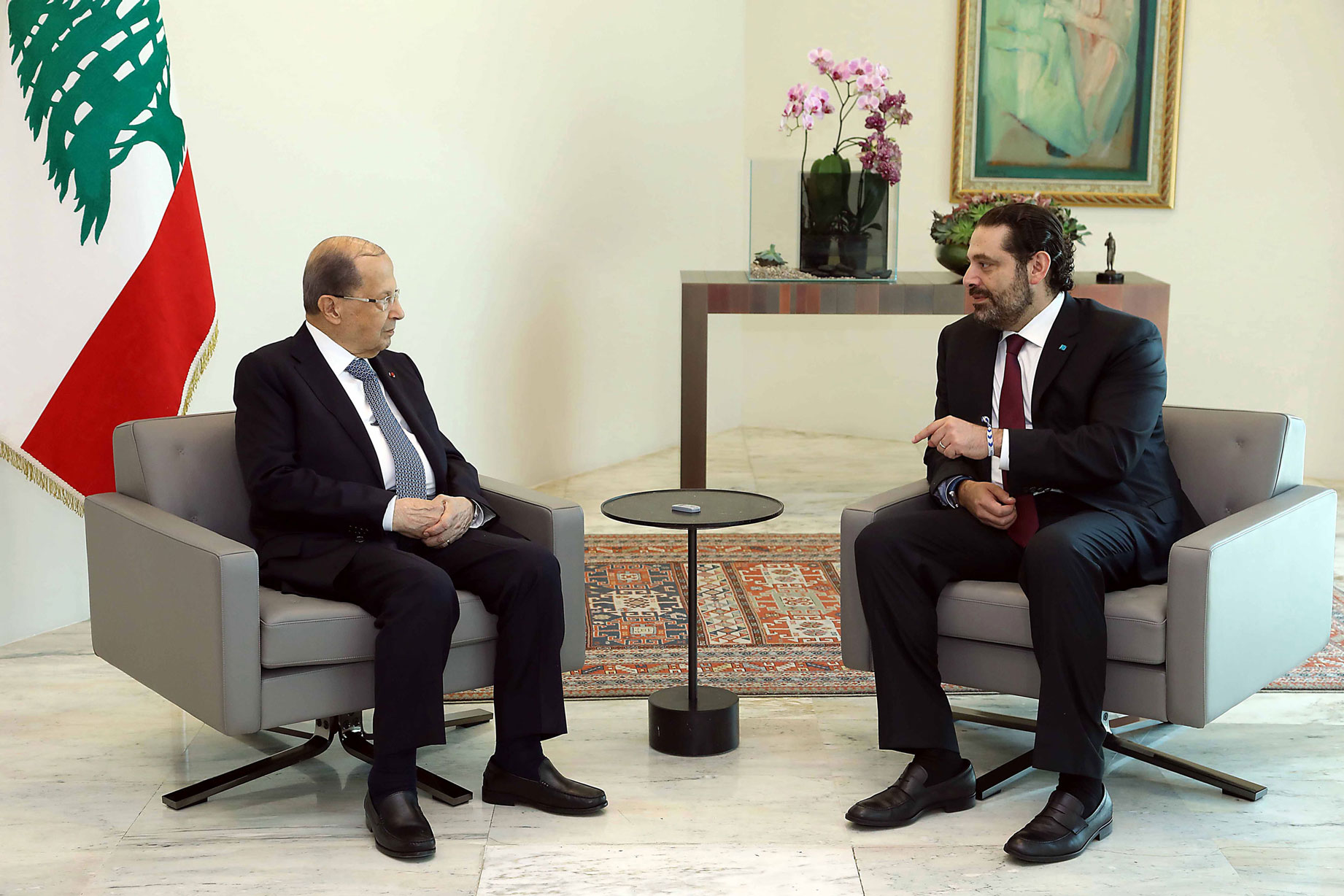 رئيس الوزراء اللبناني المكلف سعد الحريري والرئيس ميشال عون
