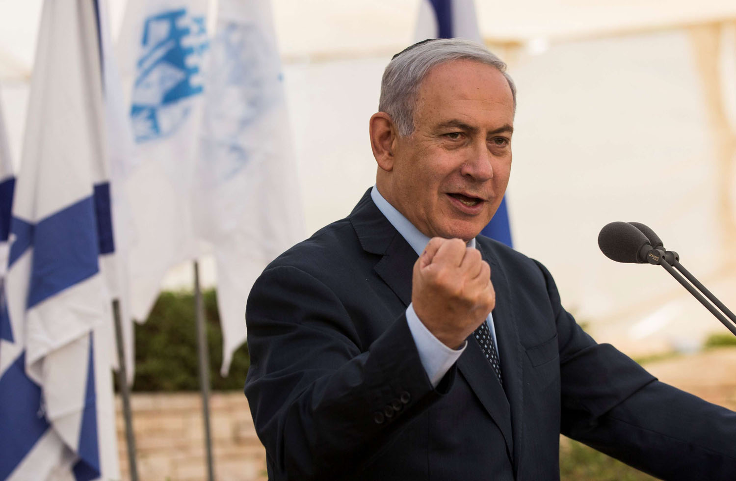 رئيس الوزراء الإسرائيلي نتانياهو يلقي كلمة في تل ابيب