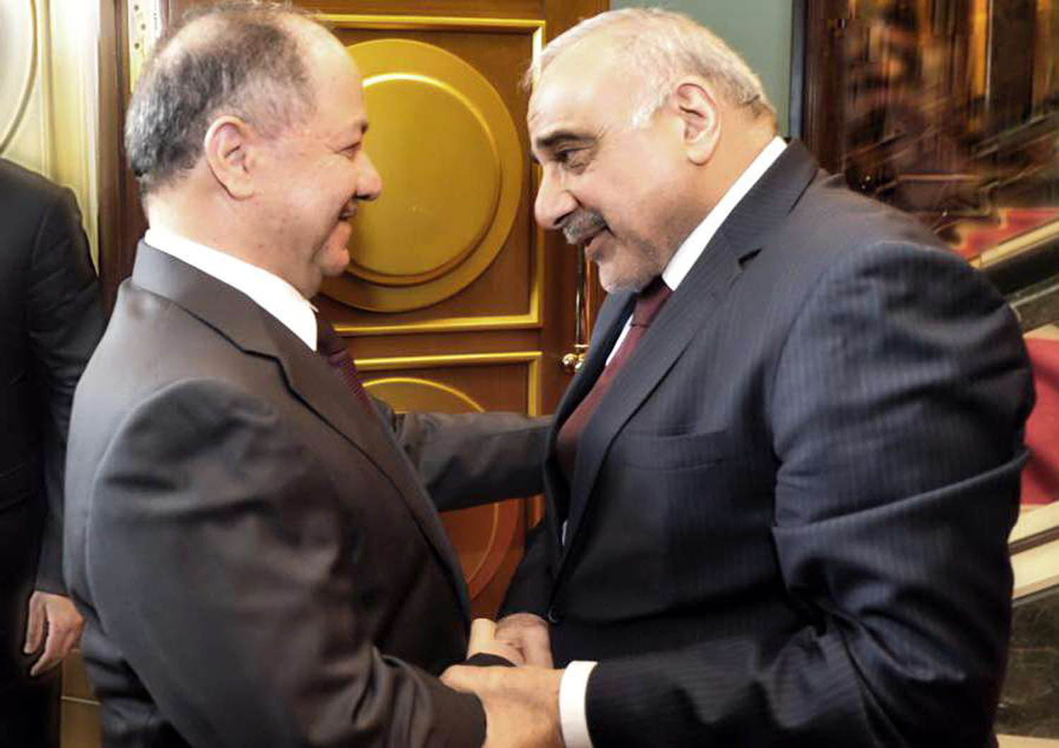 رئيس الوزراء العراقي عادل عبدالمهدي يستقبل الزعيم الكردي مسعود بارزاني في بغداد