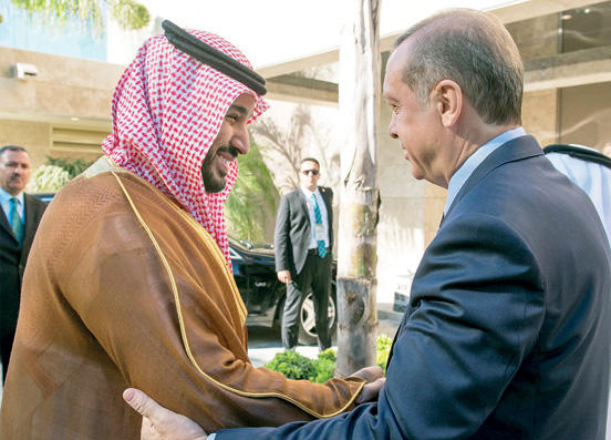 لقاء سابق بين ولي العهد السعودي الأمير محمد بن سلمان والرئيس التركي رجب طيب اردوغان