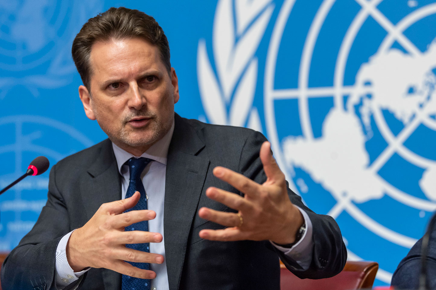 Switzerland's Pierre Kraehenbuehl, UNRWA Commissioner-General, speaks about UNRWA's work in Geneva, Switzerland.
