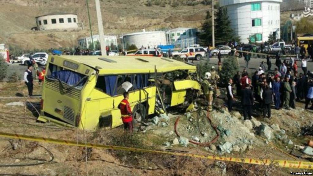The bus was carrying 30 students along a mountainous road within the university's science and research campus in northwestern Tehran