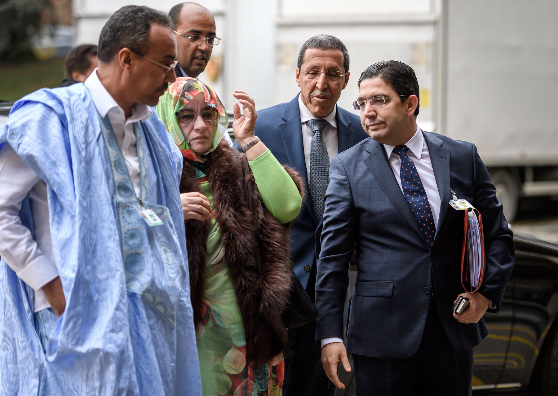 وزير الخارجية المغربي ناصر بوريطة والوفد المرافق له في مفاوضات جنيف الأخيرة