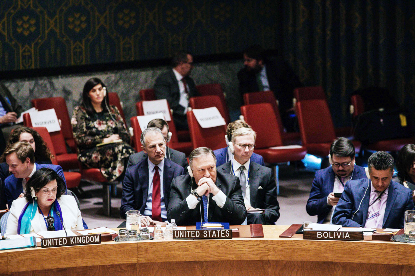 وزير الخارجية الأميركي مايك بومبيو خلال اجتماع لمجلس الأمن خصصت لمناقشة تنفيذ العقوبات على إيران