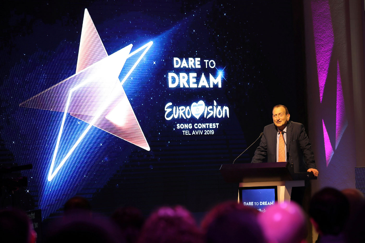 Ron Huldai, Mayor of Tel Aviv-Yafo, speaks during the Eurovision Semi-Final allocation draw, in the Tel Aviv Museum of Art, Israel January 28, 2019.