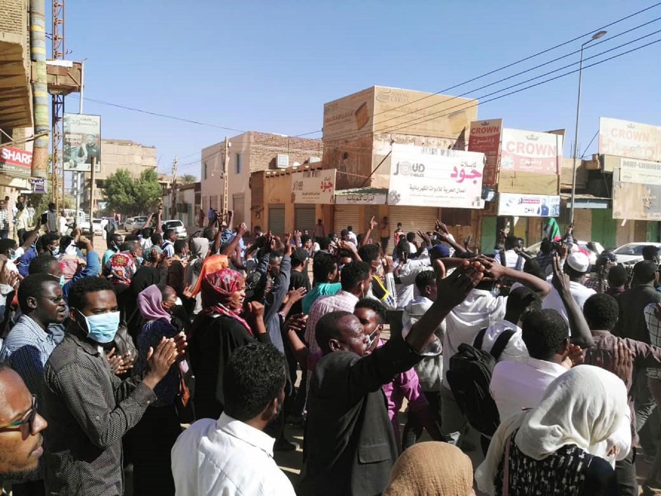 Sudanese protesters chant slogans during an anti-government demonstration in the capital Khartoum on January 6, 2018.