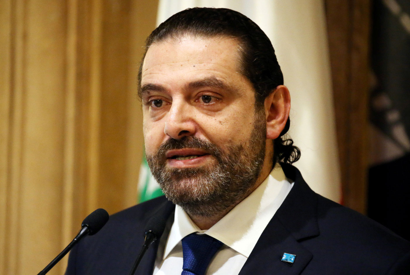  Lebanese Prime Minister-designate Saad al-Hariri speaks during a news conference in Beirut, Lebanon, November 13, 2018. 