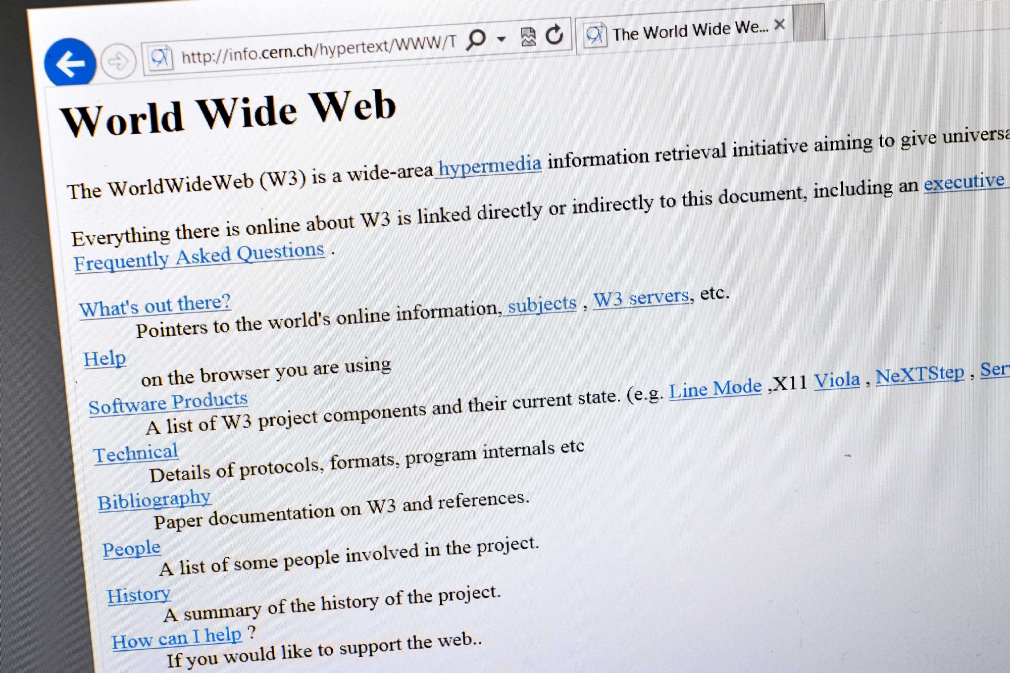 نسخة من صفحة الويب الأولى في العالم