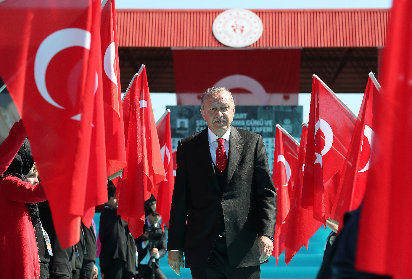 Turkish President Tayyip Erdogan attends a ceremony marking the 104th anniversary of Battle of Canakkale, also known as the Gallipoli Campaign, in Canakkale, Turkey March 18, 2019.