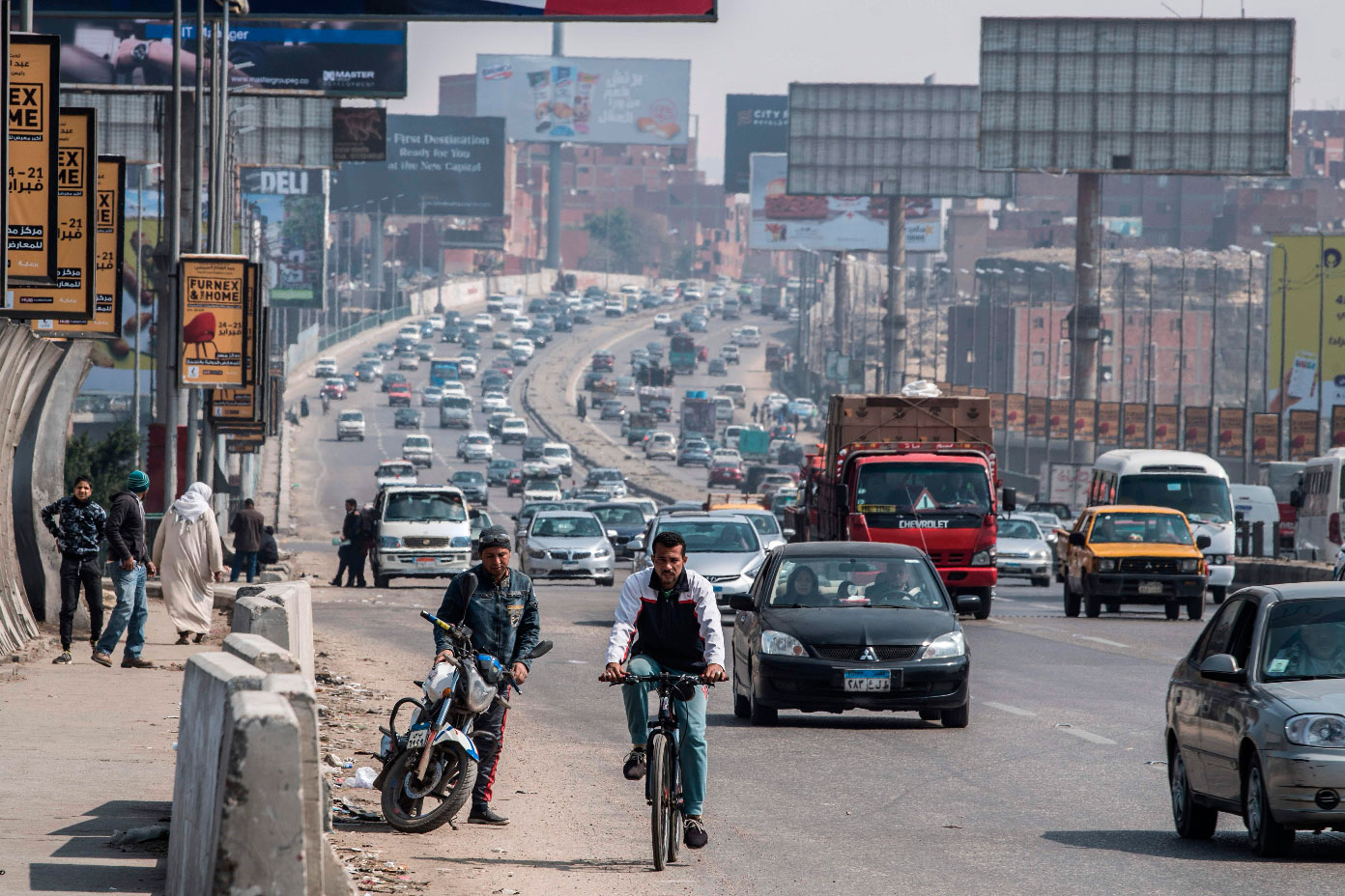 A general view show traffic on the Giza Ring Road in the Egyptian Capital Cairo on March 7, 2019.