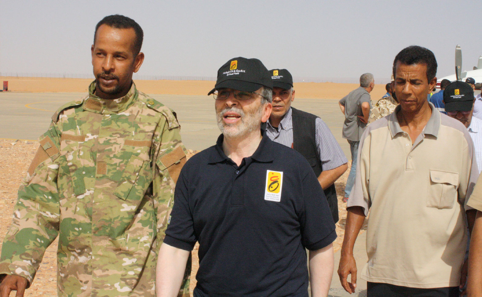 Mustafa Sanalla, chairman of Libya's National Oil Corporation, arrives at Sharara oil field near Ubari, Libya, July 6, 2017. 