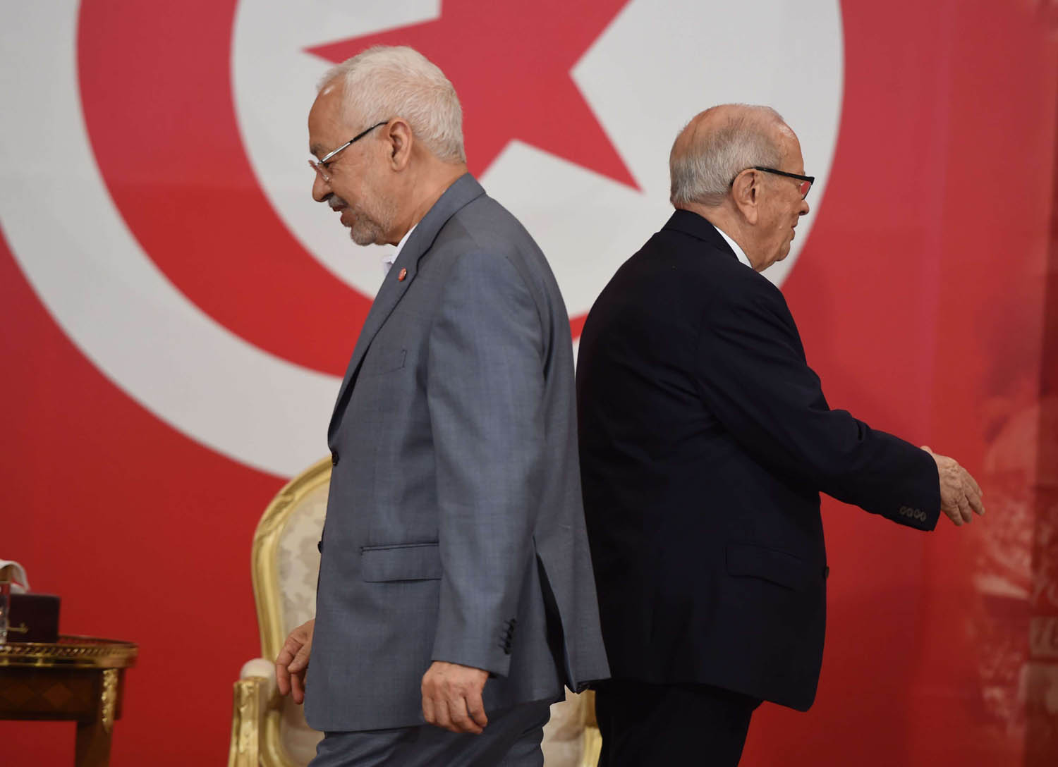 الرئيس التونسي الباجي قايد السبسي ورئيس حركة النهضة راشد الغنوشي