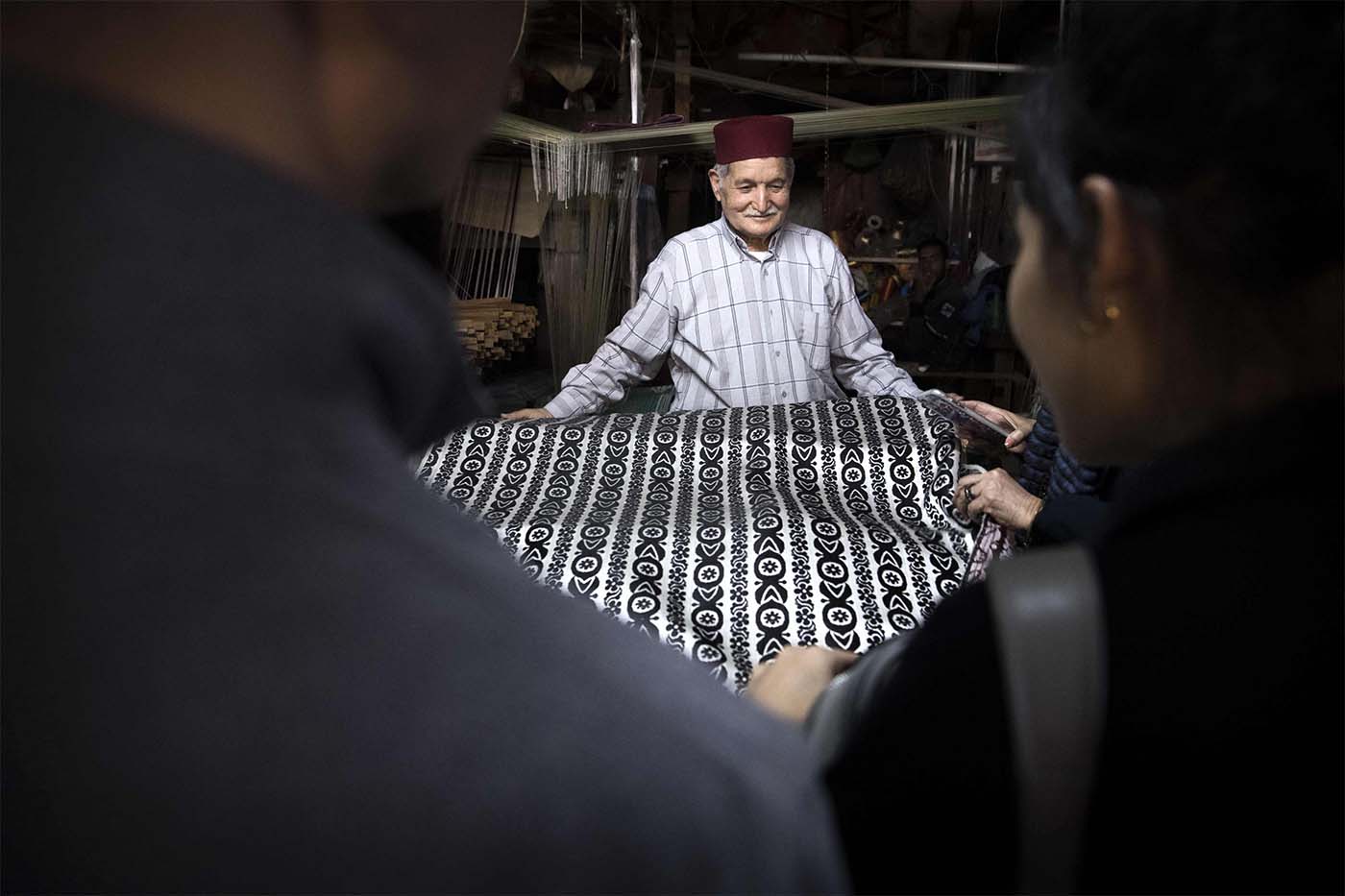 His rare fabrics cost up to 5,000 dirhams per metre, depending on the complexity of the patterns