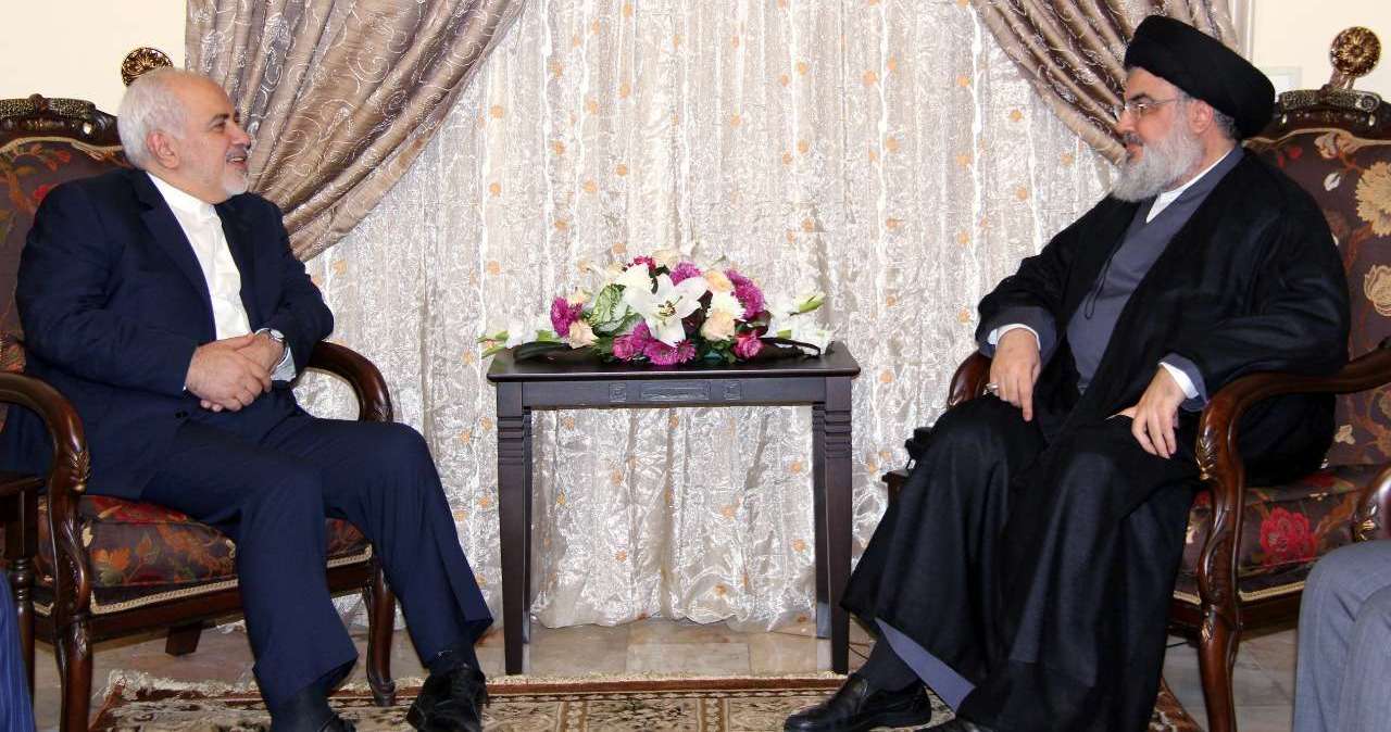 نصر الله مع وزير الخارجية الإيراني محمد جواد ظريف