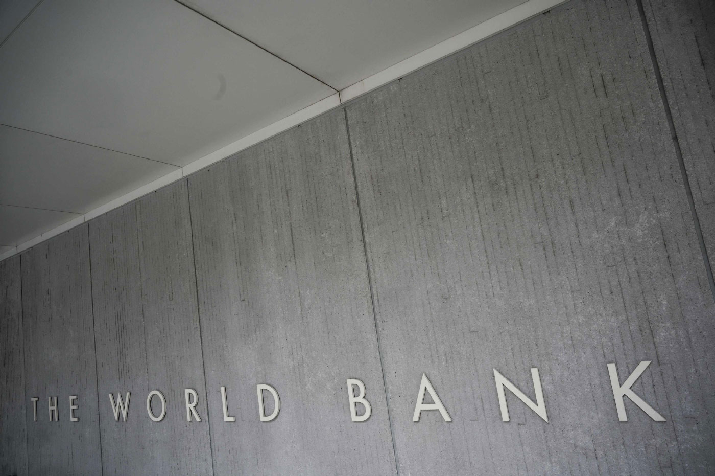 The World Bank Group logo is seen on the building of the Washington-based global development lender