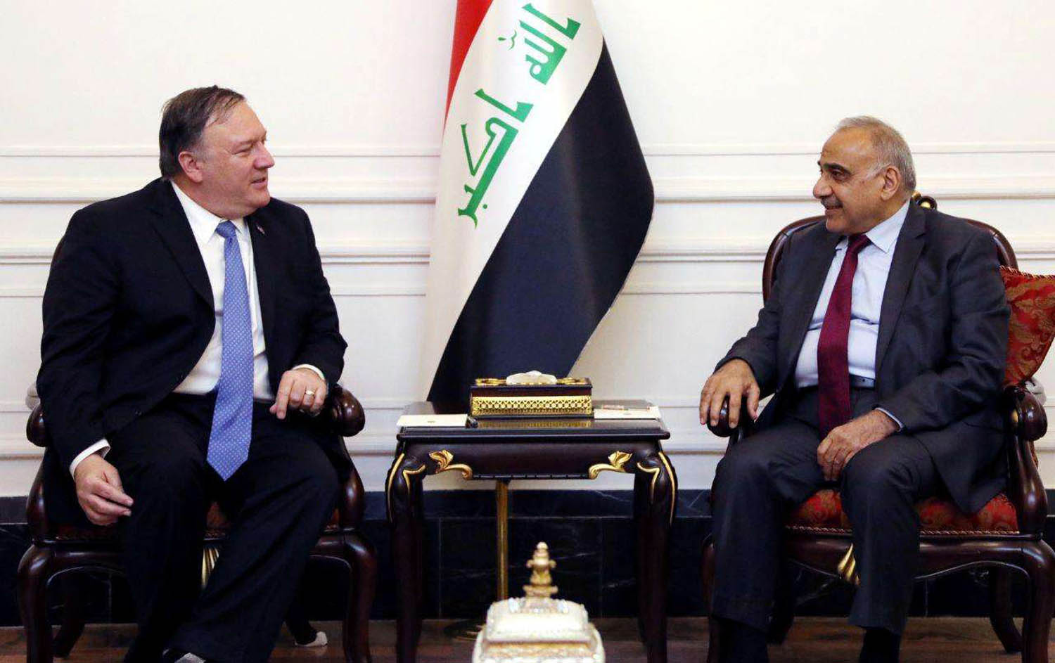 رئيس الوزراء العراقي عادل عبدالمهدي يستقبل وزير الخارجية الأميركي مايك بومبيو