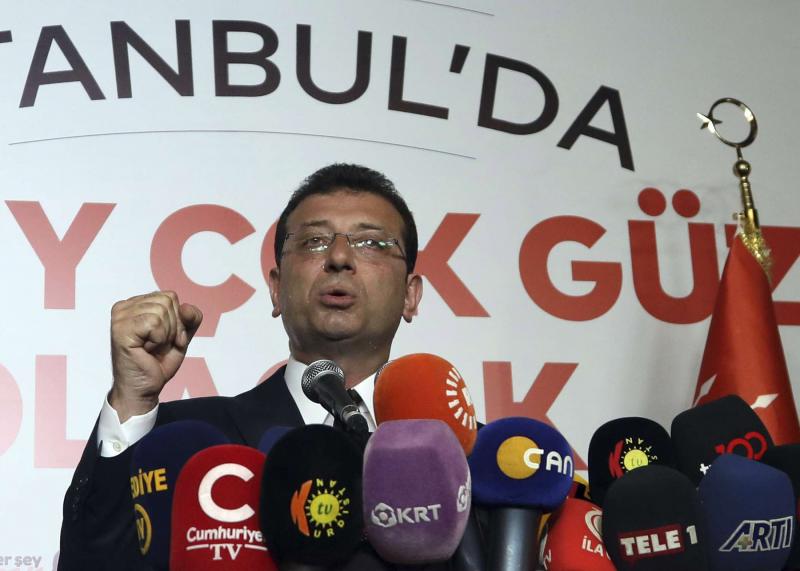 Ekrem Imamoglu, candidate of Turkey’s secular opposition Republican People’s Party, makes a statement after his election victory, in Istanbul, June 23, 2019