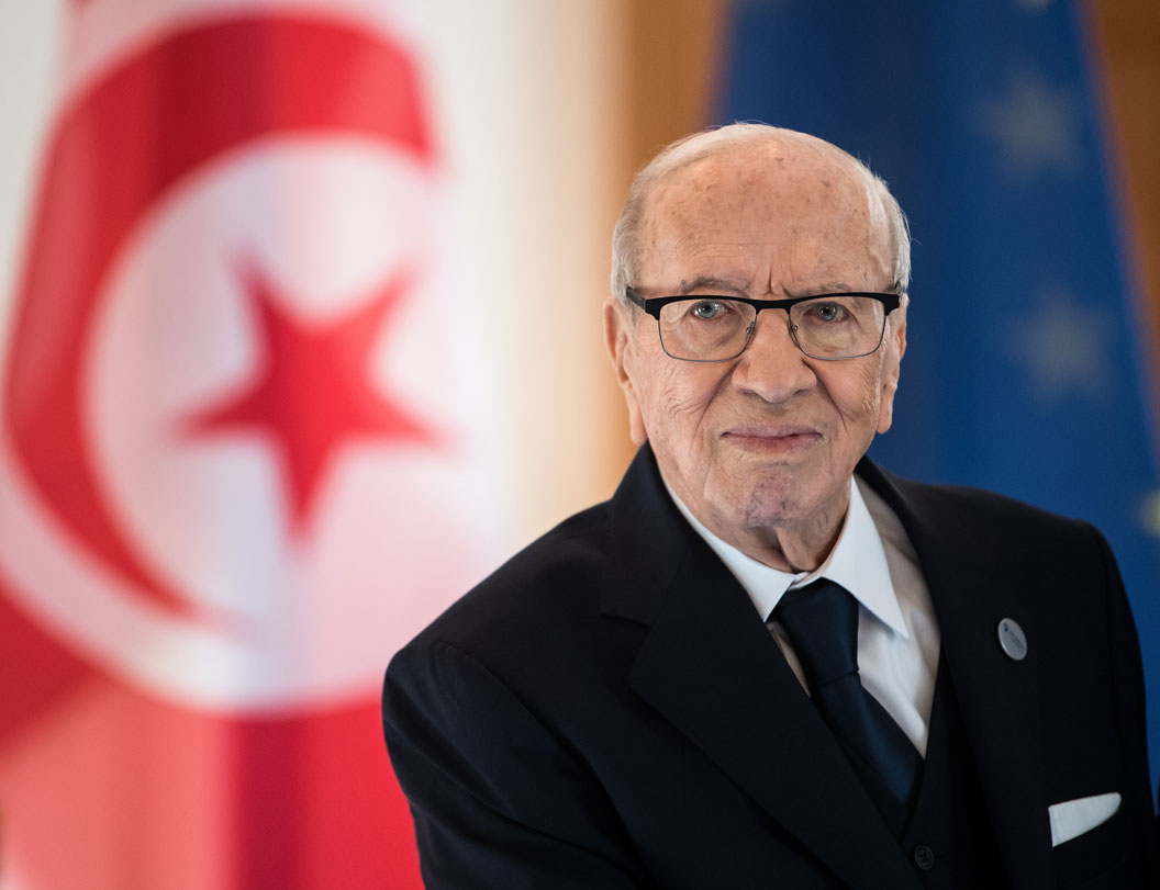 Tunisian President Beji Caid Essebsi is pictured at the Bellevue Palace in Berlin