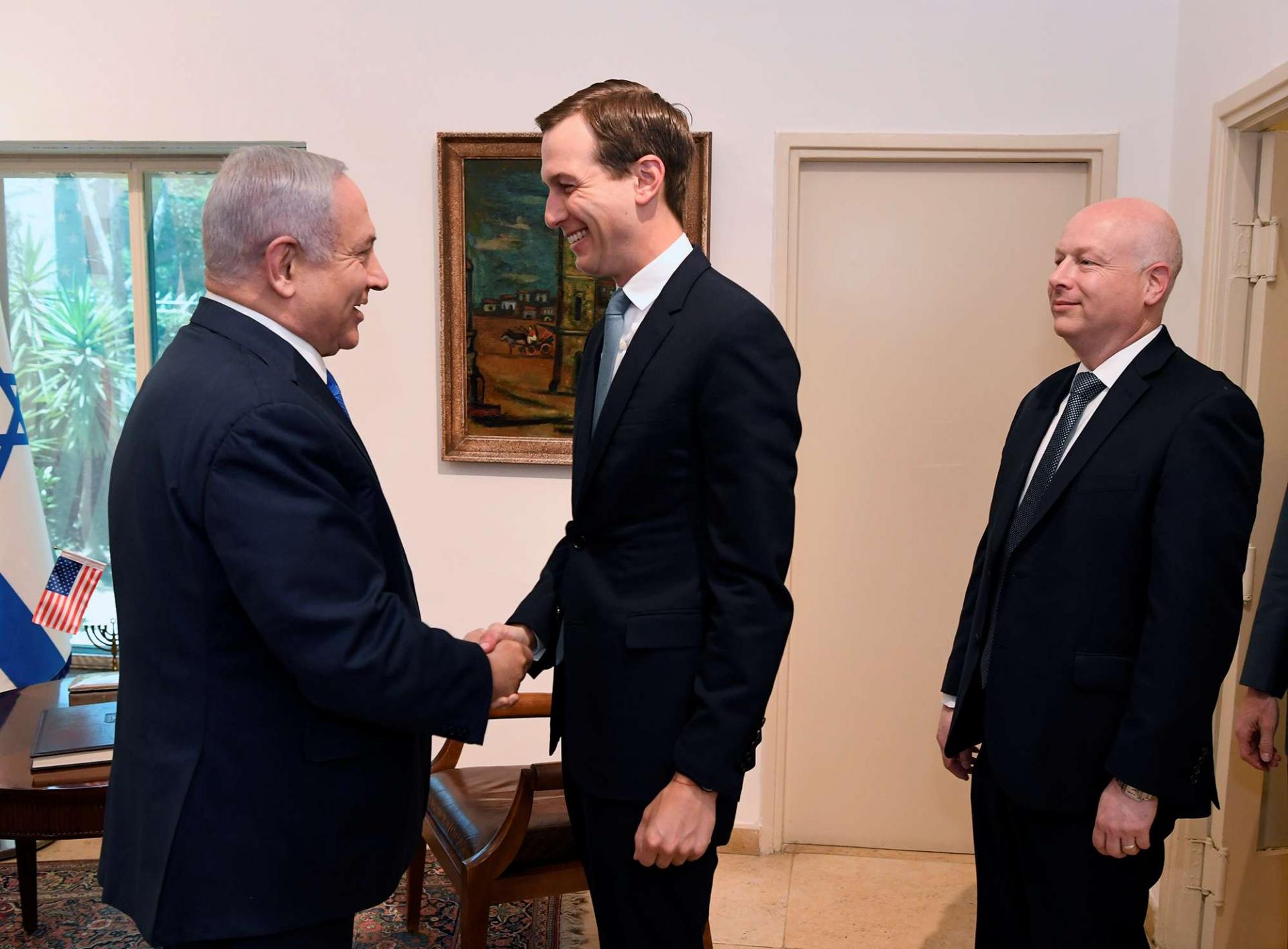 المبعوق الاميركي جاريد كوشنر في لقاء مع رئيس الوزراء الاسرائيلي بنيامين نتنياهو