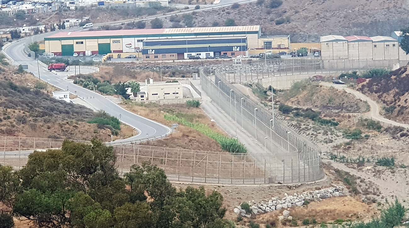 The border fence between Ceuta and Morocco