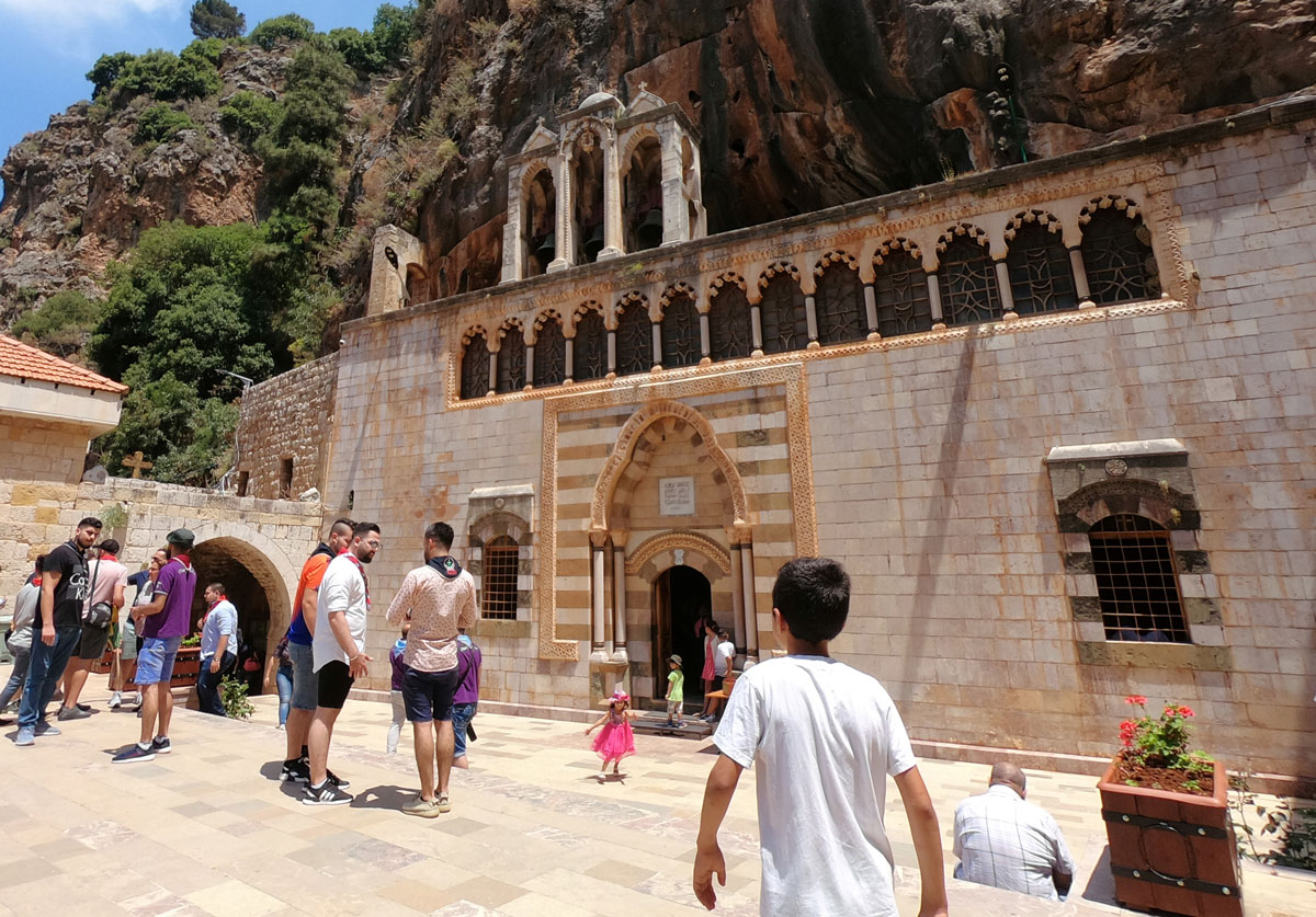 People are seen at the Monastery of Saint Anthony of Qozhaya