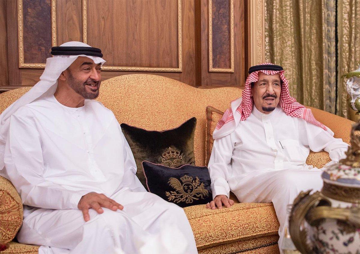 العاهل السعودي الملك سلمان بن عبدالعزيز مع الشيخ محمد بن زايد آل نهيان ولي عهد أبوظبي