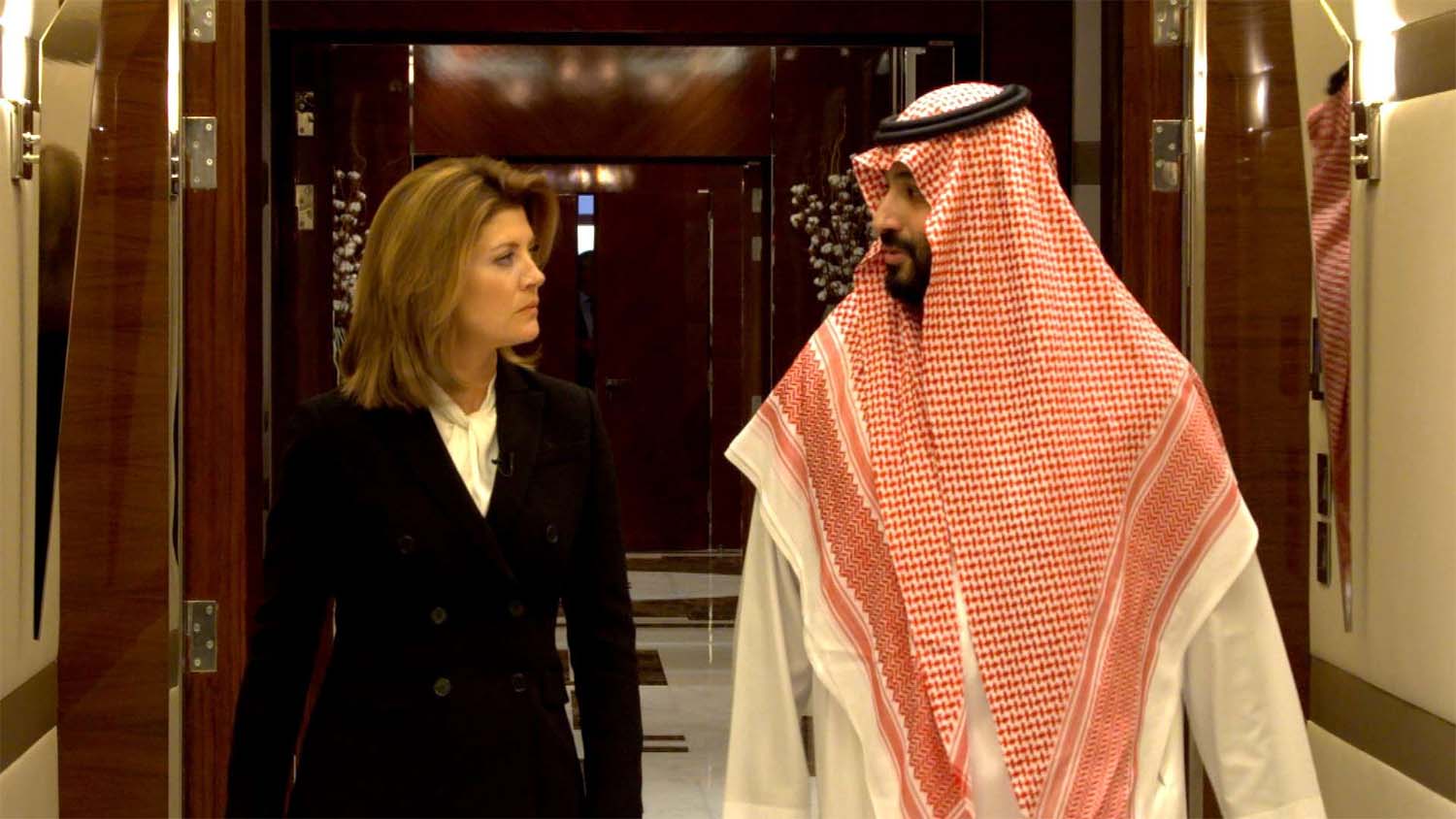 Saudi Crown Prince Mohammed bin Salman speaks with correspondent Norah O'Donnell during an interview with the CBS program "60 Minutes"