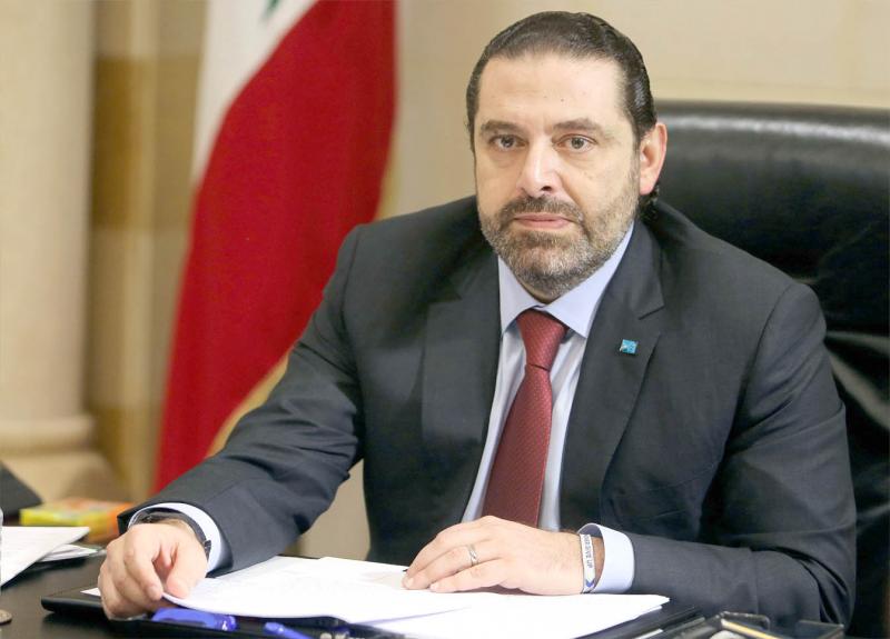 Lebanese Prime Minister Saad Hariri during the meeting to discuss a draft policy statement at the governmental palace in Beirut