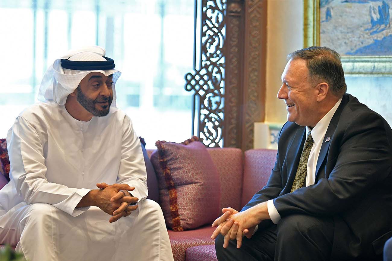 US Secretary of State Mike Pompeo takes part in a meeting with Abu Dhabi Crown Prince Mohammed bin Zayed al-Nahyan in Abu Dhabi