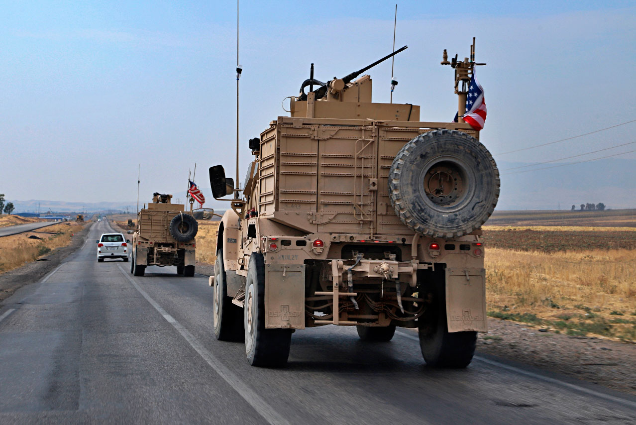 A US military convoy arrives near Dahuk in Iraq's Kurdistan Region