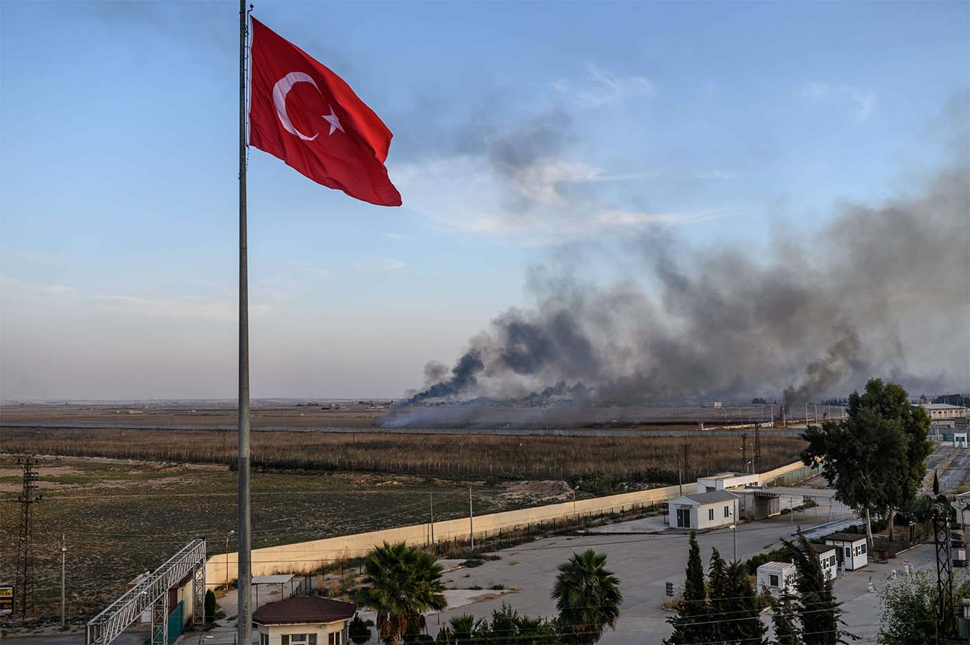 Smoke rises from the Syrian town of Tal Abyad