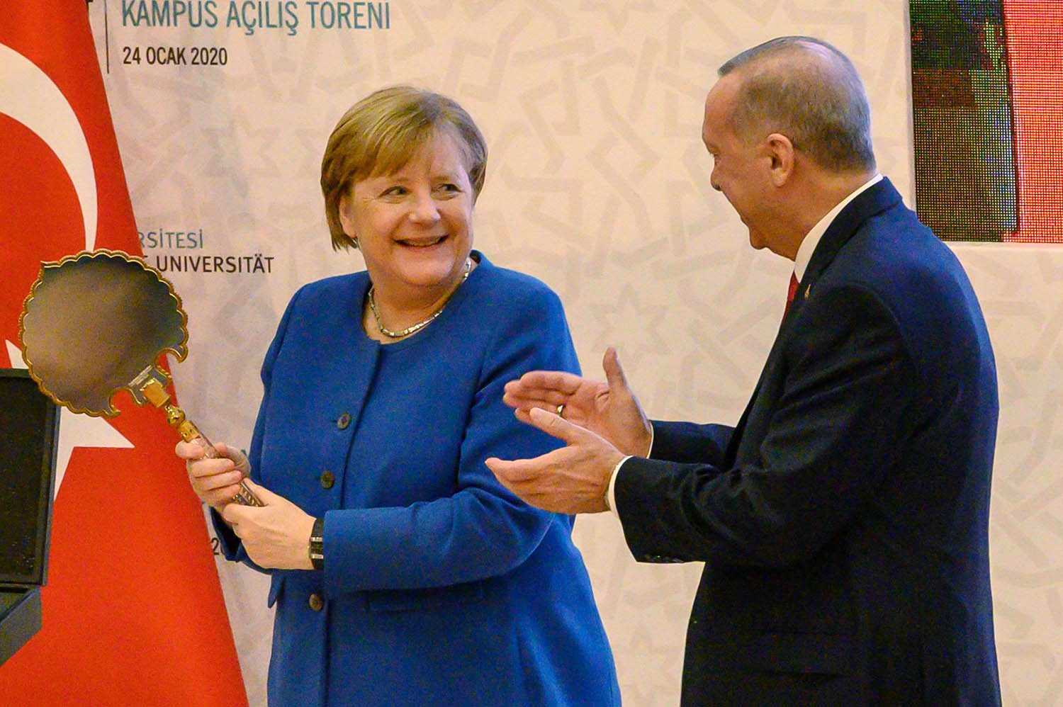 الرئيس التركي رجب طيب اردوغان والمستشارة الالمانية انغيلا ميركل