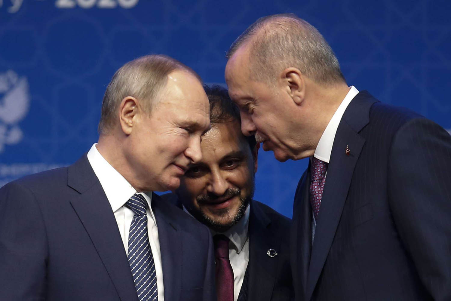 الرئيس الروسي فلاديمير بوتين والرئيس التركي رجب طيب أردوغان في مؤتمر برلين عن ليبيا