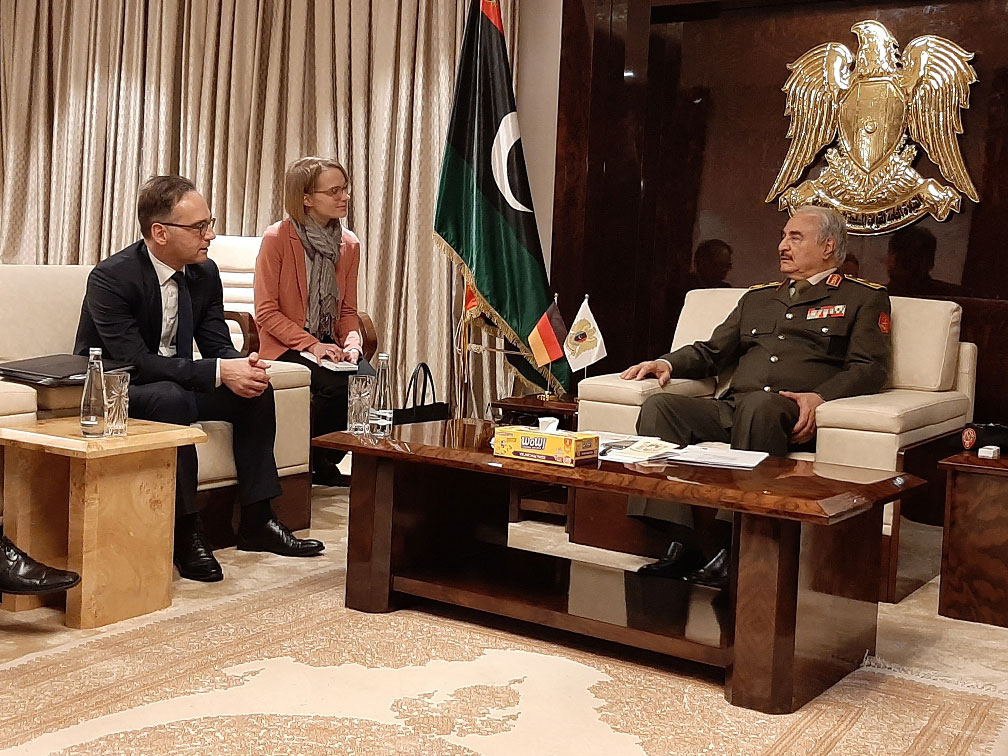 LNA leader Khalifa Haftar meets with German Foreign Minister Heiko Maas