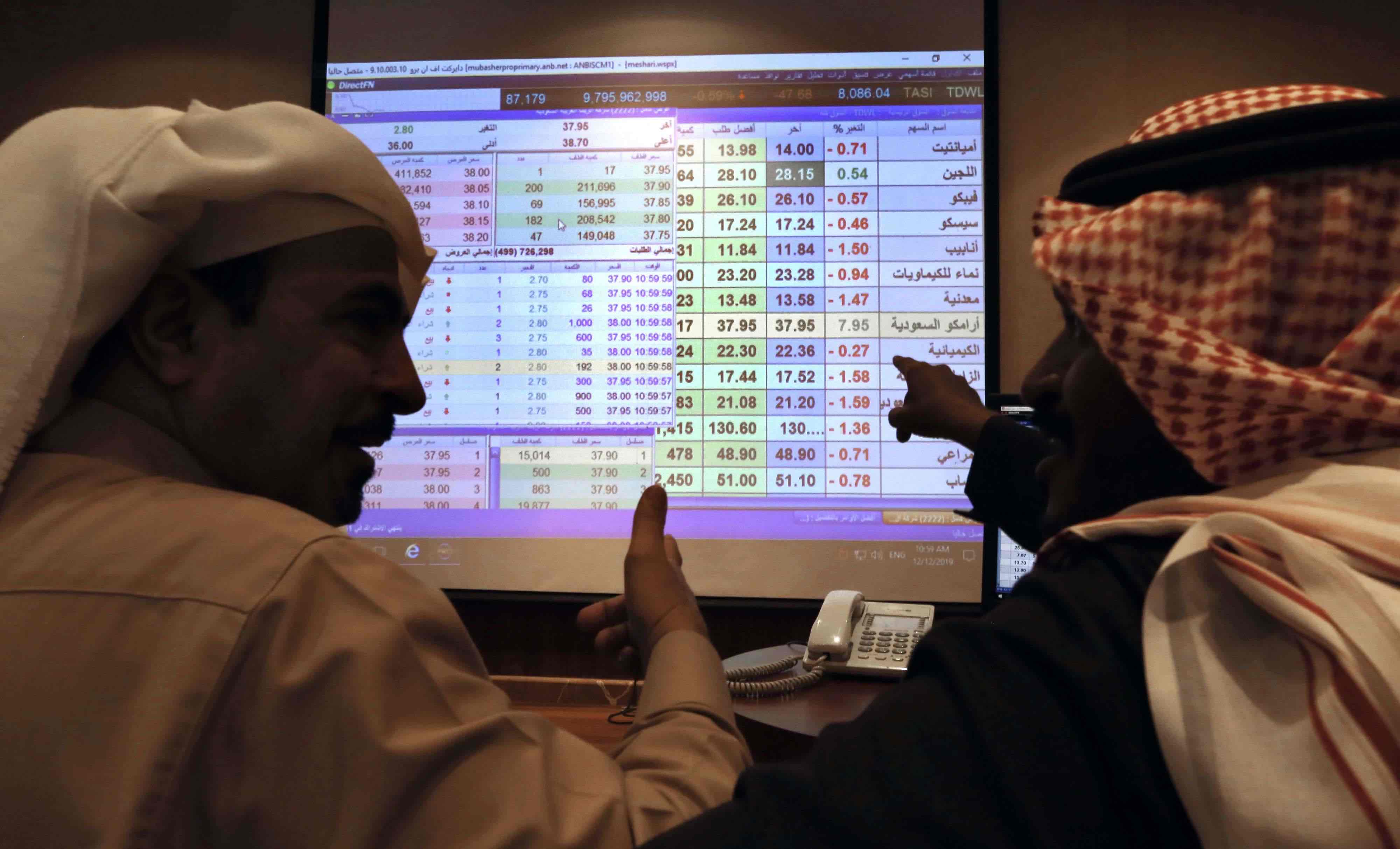 Saudi Arabia's Tadawul market, the largest in the region and one of the world's top 10, was trading 2.4 percent down