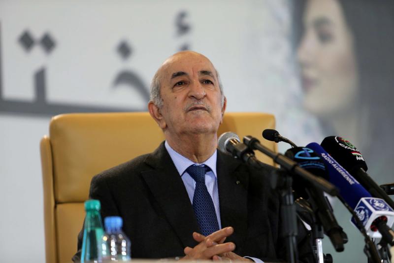 Newly elected President Abdelmadjid Tebboune addresses a news conference in Algiers, Algeria, December 13, 2019