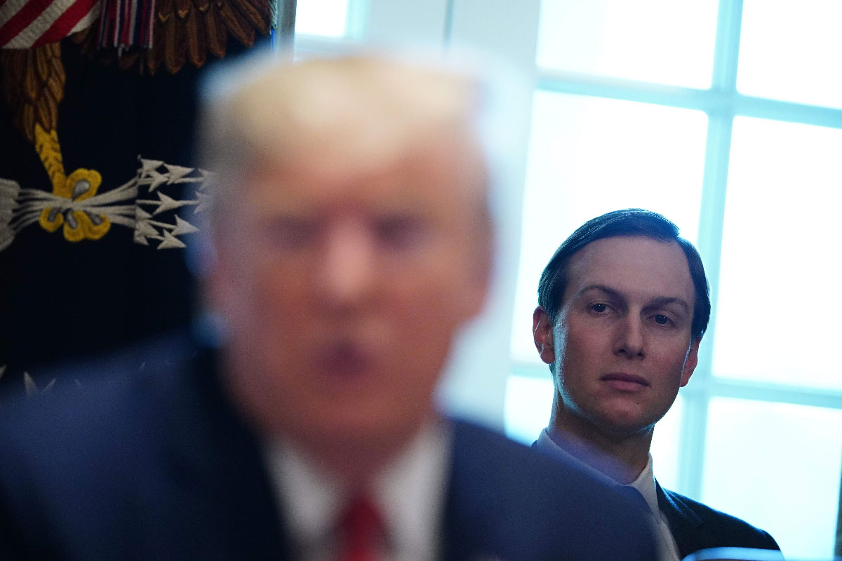 Jared Kushner listens as his father-in-law, US President Donald Trump, takes part in a cabinet meeting