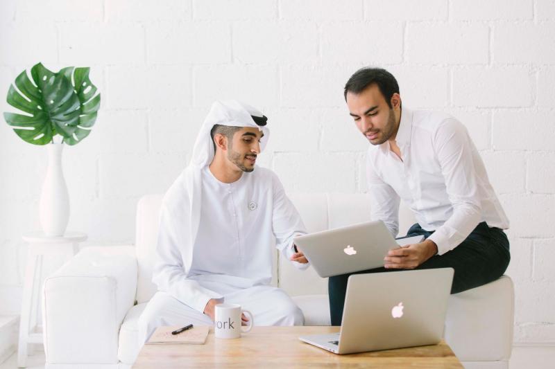 Co-founders of Dubai-based Letswork Omar al-Mheiri (L) and Hamza Khan