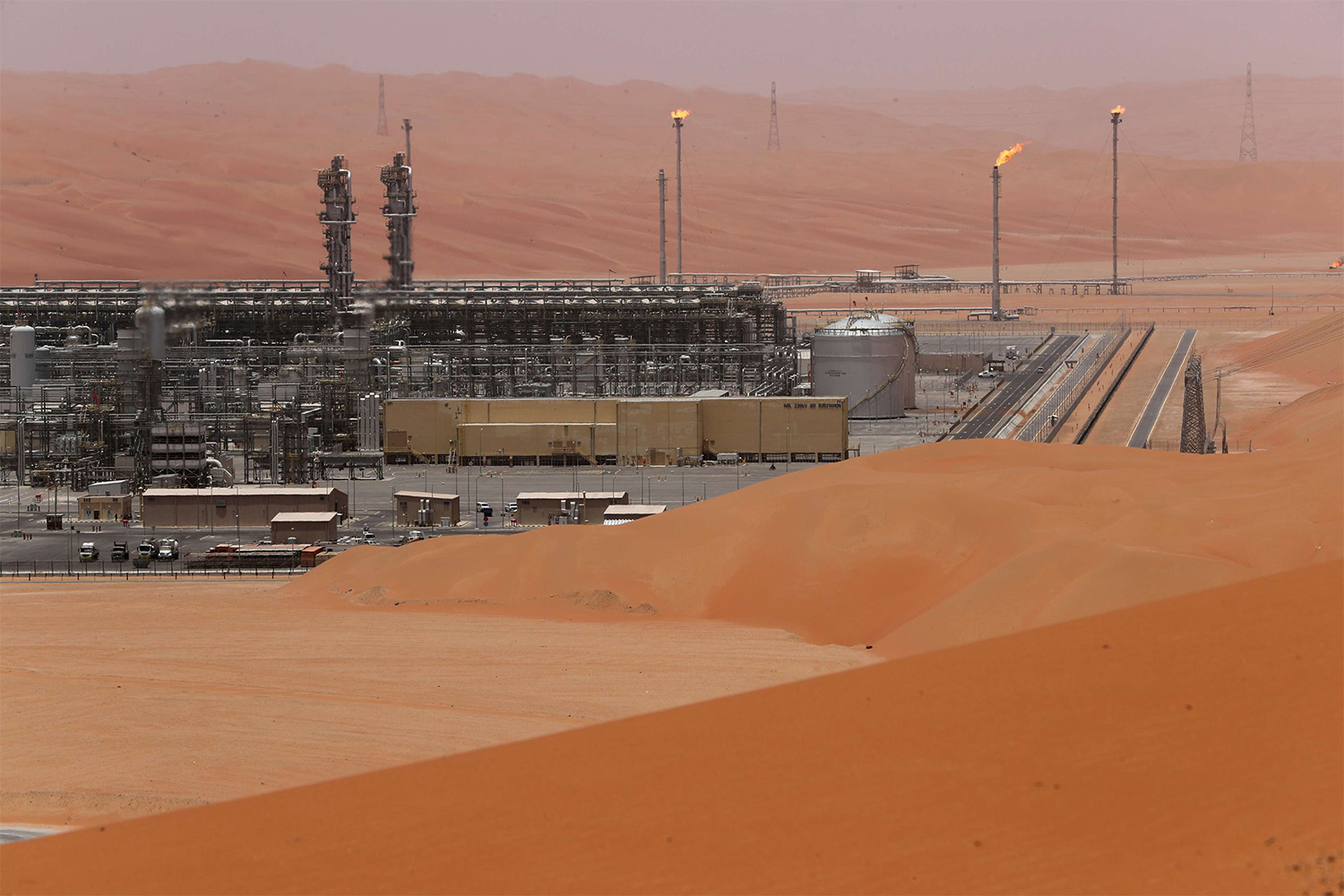 General view of the Natural Gas Liquids (NGL) facility in Saudi Aramco's Shaybah oilfield at the Empty Quarter in Saudi Arabia