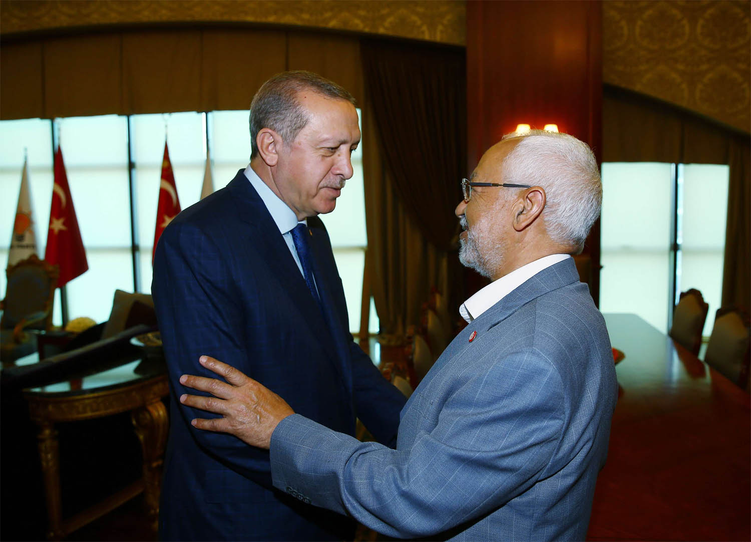 الرئيس التركي رجب طيب أردوغان يستقبل راشد الغنوشي