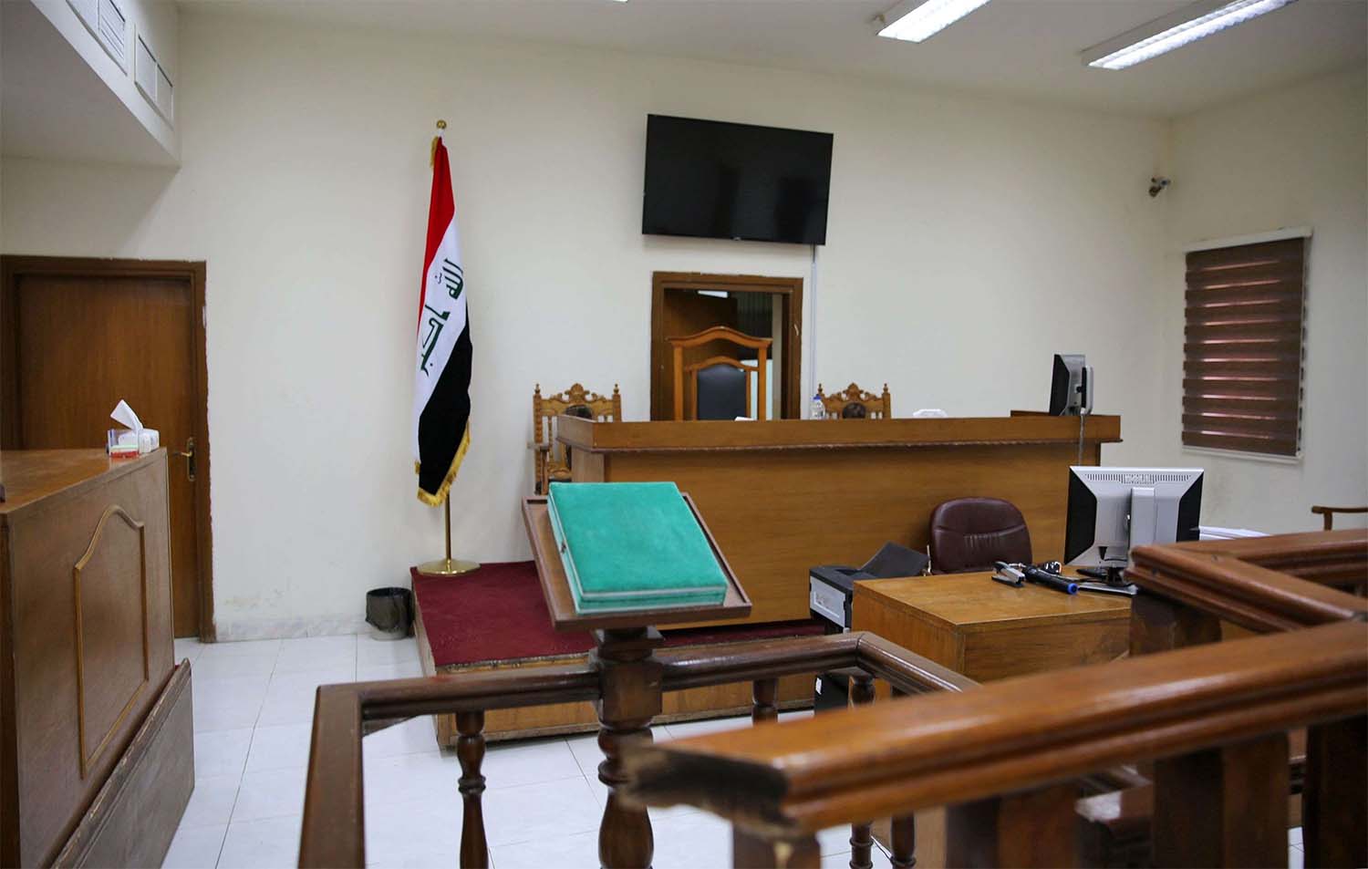 Courtroom at Baghdad's Karkh main appeals court building in Baghdad