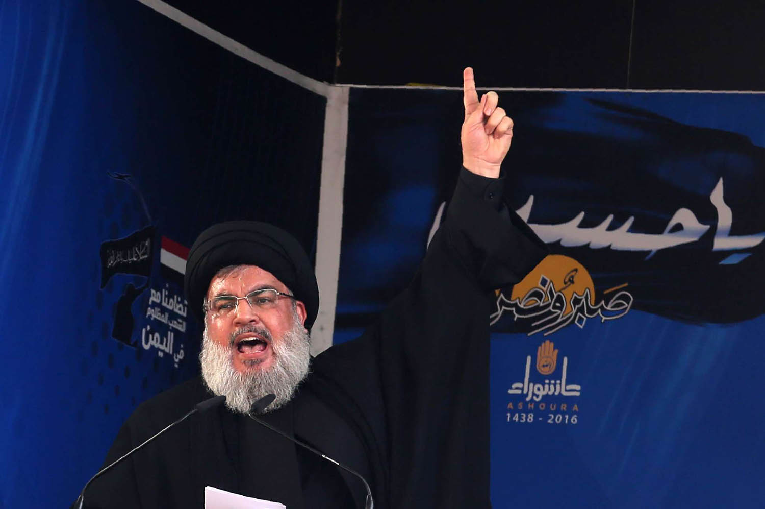 زعيم حزب الله حسن نصرالله يلقي خطابا بمناسبة عاشوراء