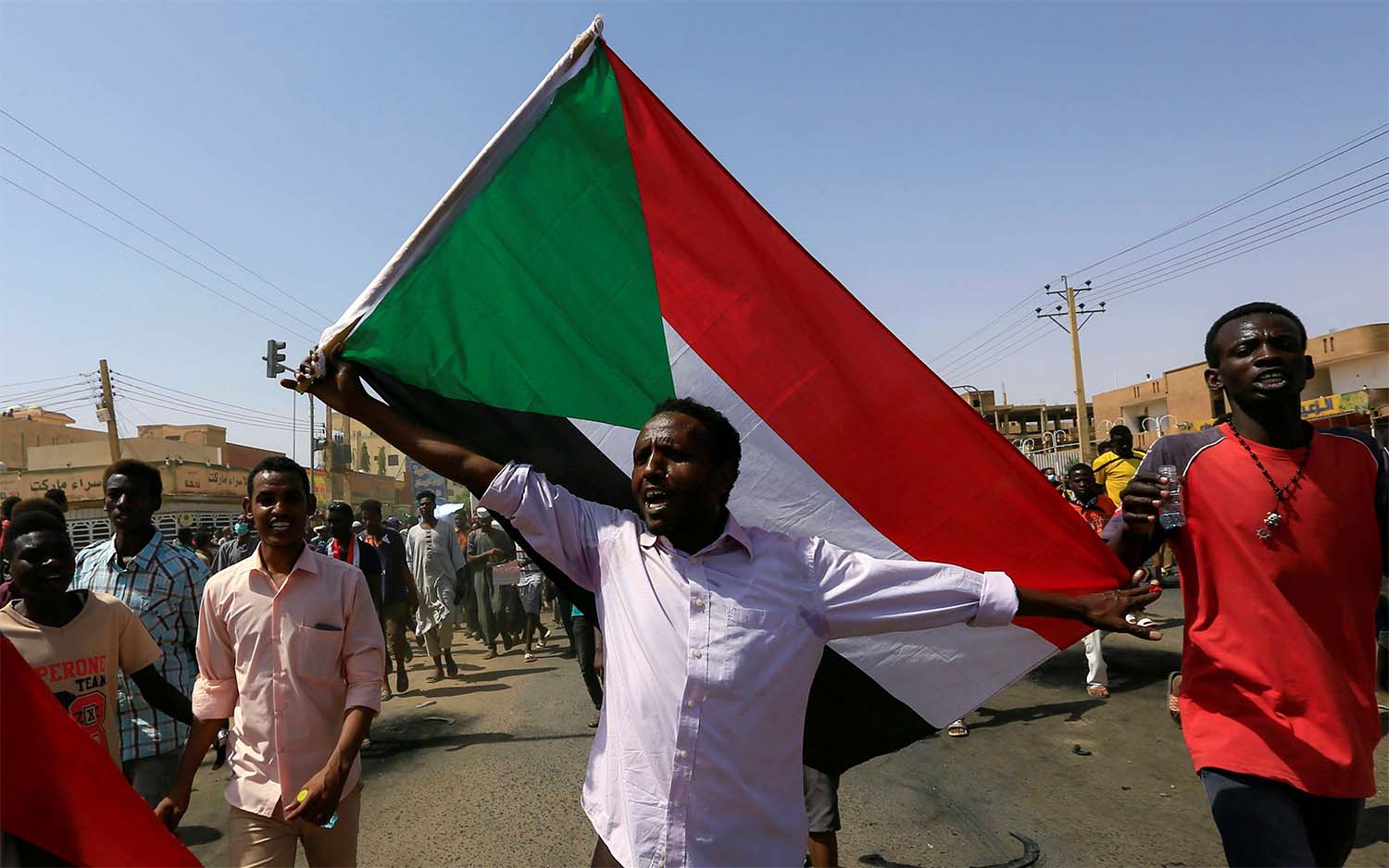 Sudanese pro-democracy protest on the anniversary of a major anti-military protest